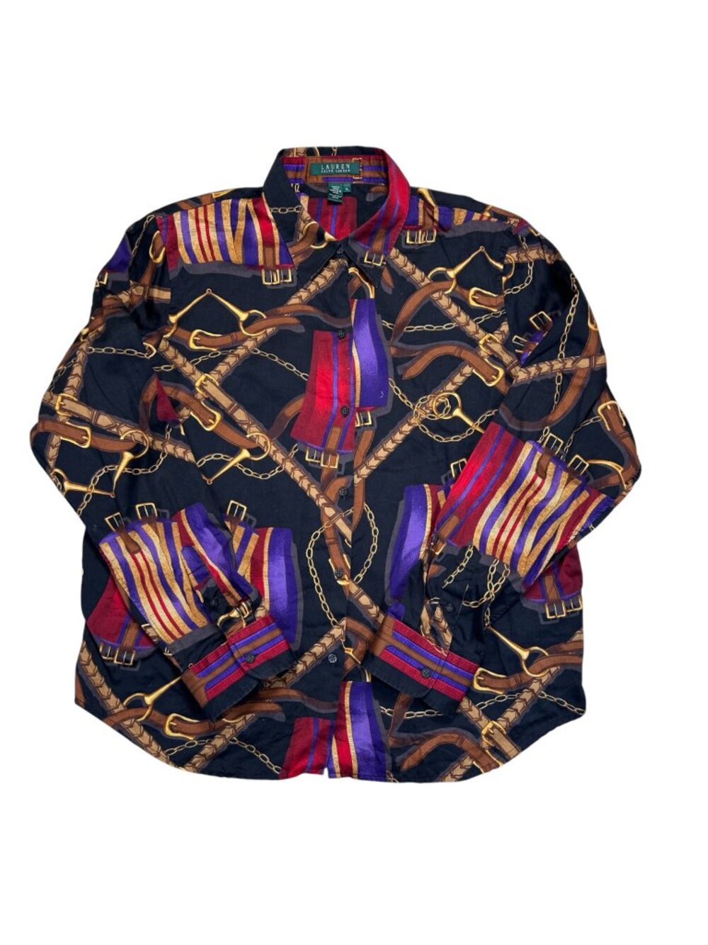 Lauren Ralph Lauren Equestrian Long Sleeve Western Shirt Preppy Country